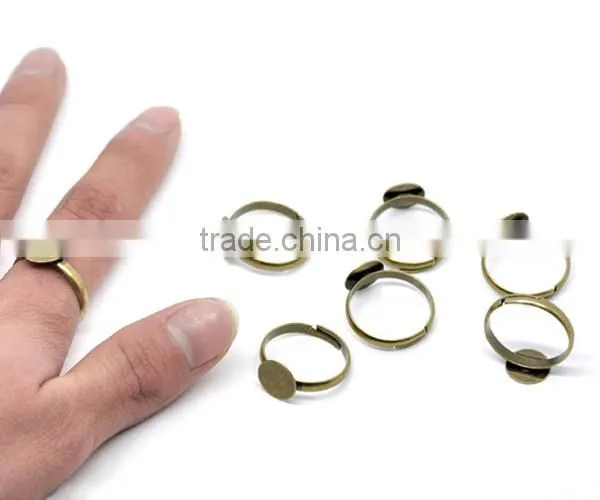 Adjustable Antique Bronze Ring Base Blank Glue-on 18.3mm Ring Setting photo-3
