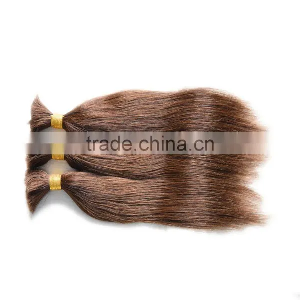 Top High Quality Silk Straight Remy Hair 4# Brown Color Weave Human Hair Bulk photo-2