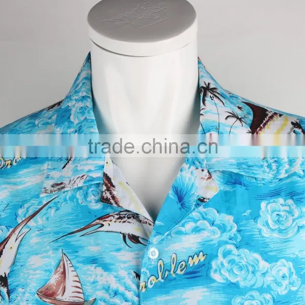 Skyblue Wholesale Cotton Men Aloha Shirt Hawaiian Shirts photo-4