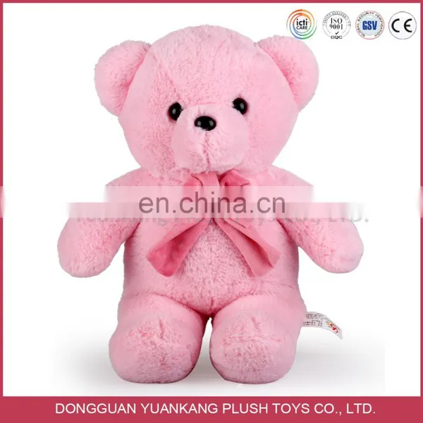 Cuddly Pink Stuffed Bear Soft Plush Teddy Toy With Knitted Bowtie photo-2