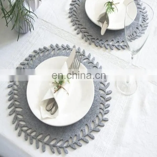 Gray Floral Placemats Wreath Felt Mat Table photo-2