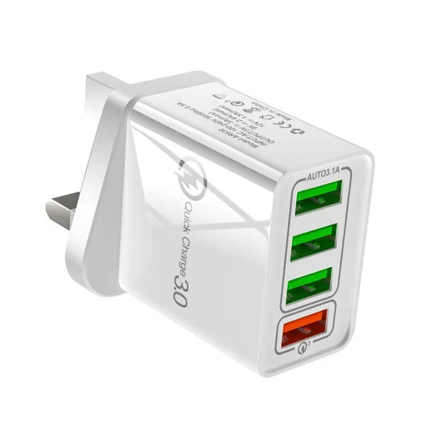 Universal Wall Portable QC3.0 4 USB Travel Charger Adapter UK Plug Mobile Phone Charger for IPhone XS Max X 8 for IPad Tablet photo-5