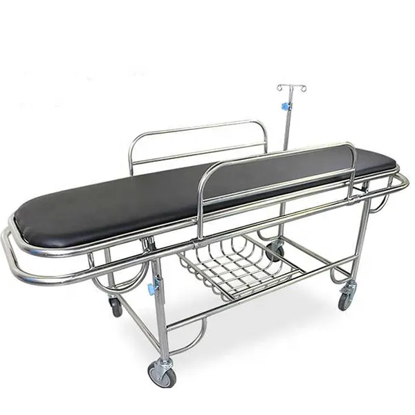 Hospital Stainless Steel Ambulance Emergency Stretcher Cart Patient Transfer Trolley With Mattress for Hospital