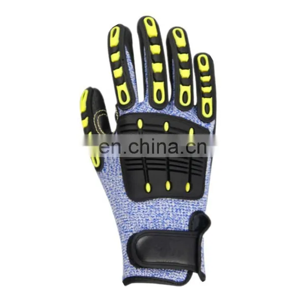 Heavy Duty Industrial TPR Anti Impact Leather Cut Resistant Oil Field Mechanic Safety Working Gloves For Men photo-5