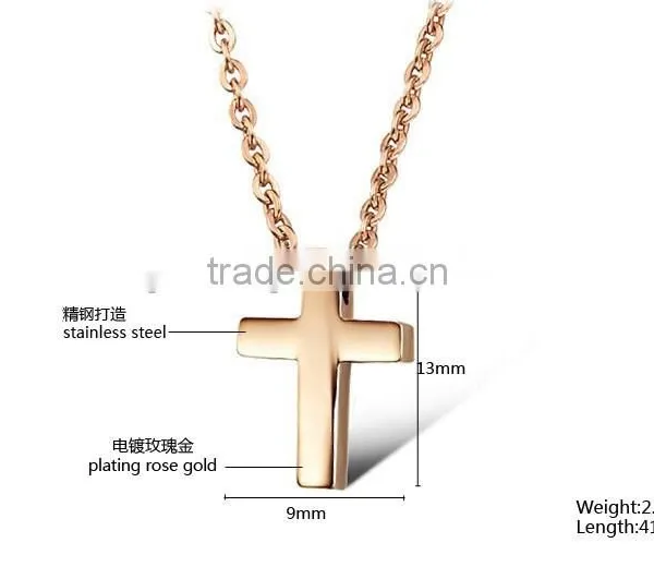 Wholesale New Plating Rose Gold Cross Titanium Steel Necklaces for Woman Pendant Beautiful Gift photo-5