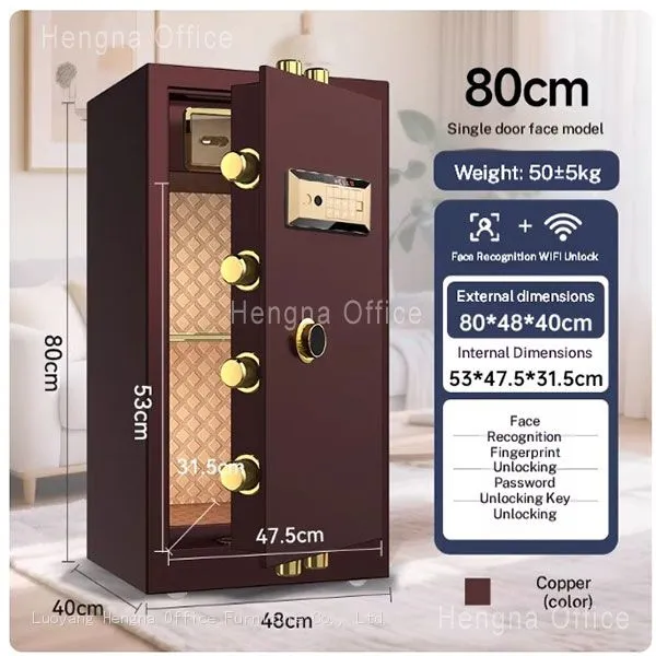 HN-GL60 Luxury Biometric Fingerprint Furniture Safe, Gold, Intelligent Security Box With Leather Interior for Hotel and Residential Project,OEM/ODM