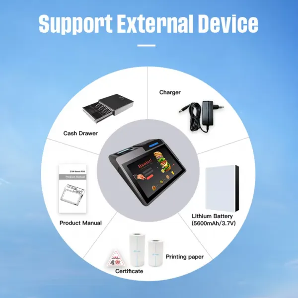 POS Receipt Printer, Handheld PDA Terminal for Support 3G BT WCDMA, With 5in Touchscreen, 58mm Thermal Label Printing for Supermarket Small Business photo-2