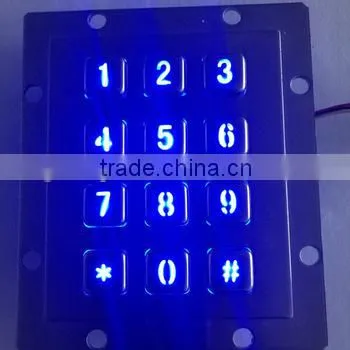 Water Proof 12 Keys Metal Numeric Keypad With Backlight photo-3