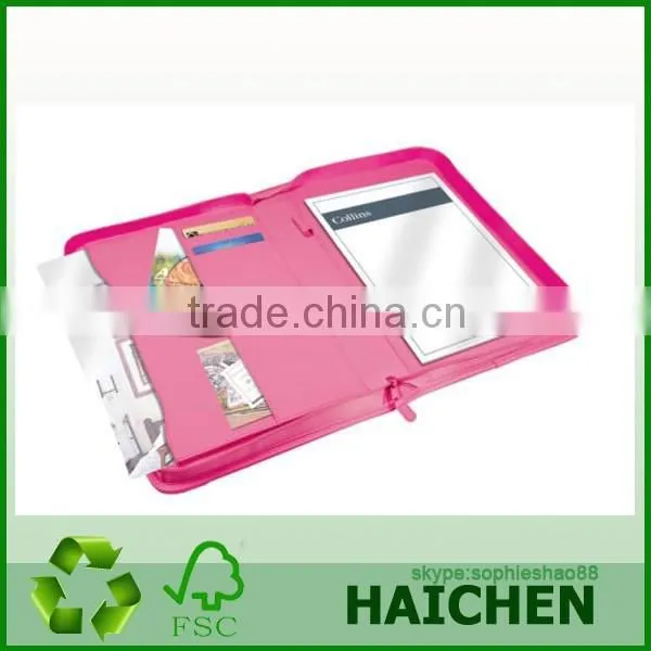 A4 Conference Portfolio Presentation Folder Folio Faux Leather Zipper photo-2