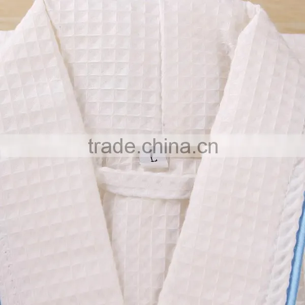 China Wholesale White 100% Cotton Bathrobes Waffles Hotel With Clolor Edge Quality Choice photo-2