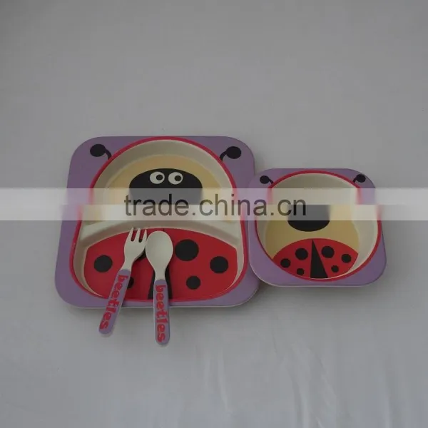 Hot Sales Eco Bamboo Fiber Kids Dinner Ware Sets With Animal Shape