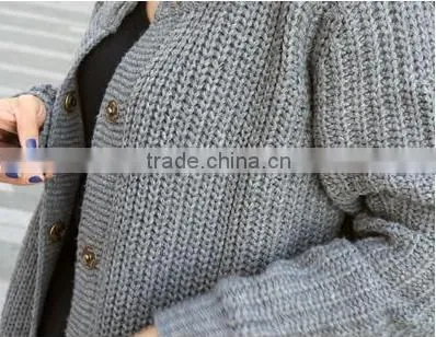 Simple Round Neck and Long Sections Women Knit Cardigan photo-6