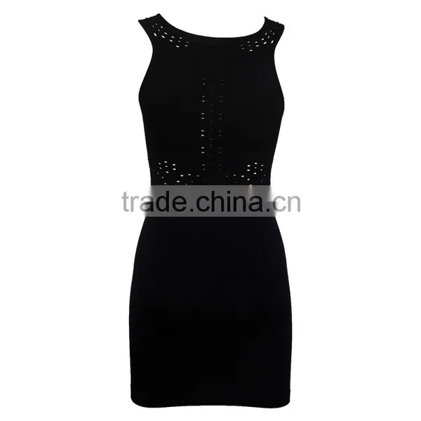 Latest Black Dress Designs Long Sleeveless Bodycon Women Dress photo-2