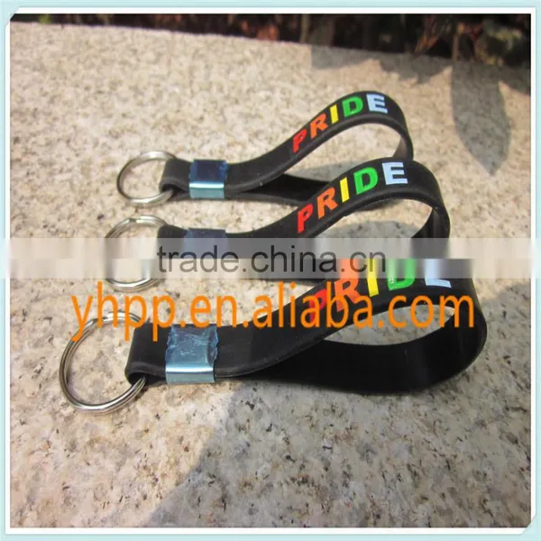 Custom Gay Pride Rainbow Silicone Wristband Key Tag Ring Holder Quality Choice photo-2