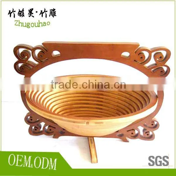 Eco-friendly Folding Cheap and High Quality Bamboo Fruit Basket photo-5