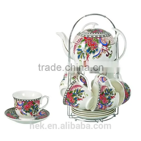 Ceramic Tea Set With Metal Rack , 13pcs Tea/cofee Set photo-2