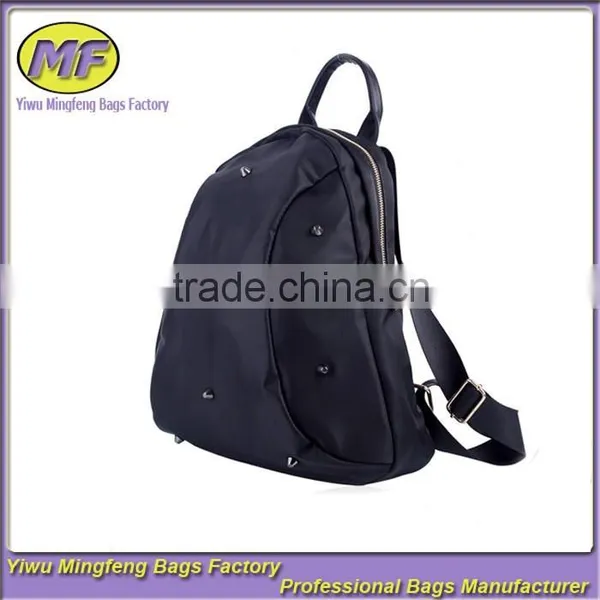 Custom Fashionable Black Canvas Tote and Shoulders Girls Backpack Bag