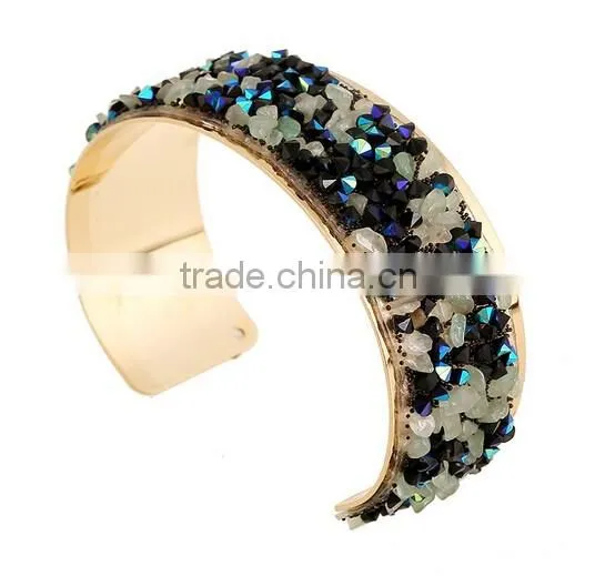 Brand New Vintage Gold Bracelets Bangles Crystals Flower Open Cuff Bangle photo-4