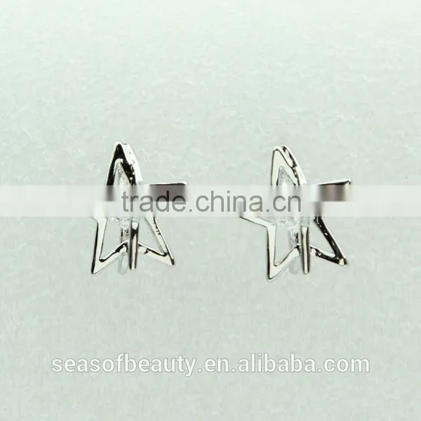 Decorative Ear Stud Metal Silver Star Fashionable Design Ear Studs photo-5
