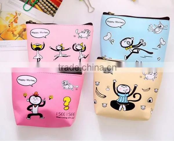 Best Promotion Gift Cute Zipper Mini PU Leather Cheap Cartoon Monkey Animal Printed Pouch Wallet Popular Fancy Euro Coin Purse photo-3