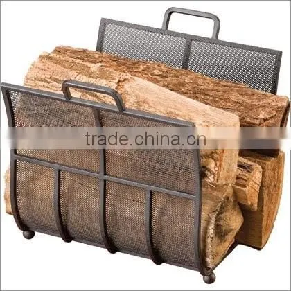 Steel Log Holder, With Black Mesh