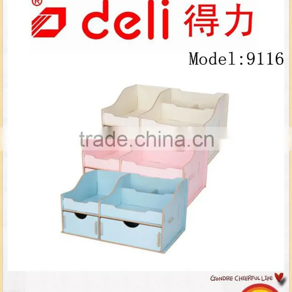 Deli Korean Wooden Pen Case DIY Storage Box Wood Model 9116