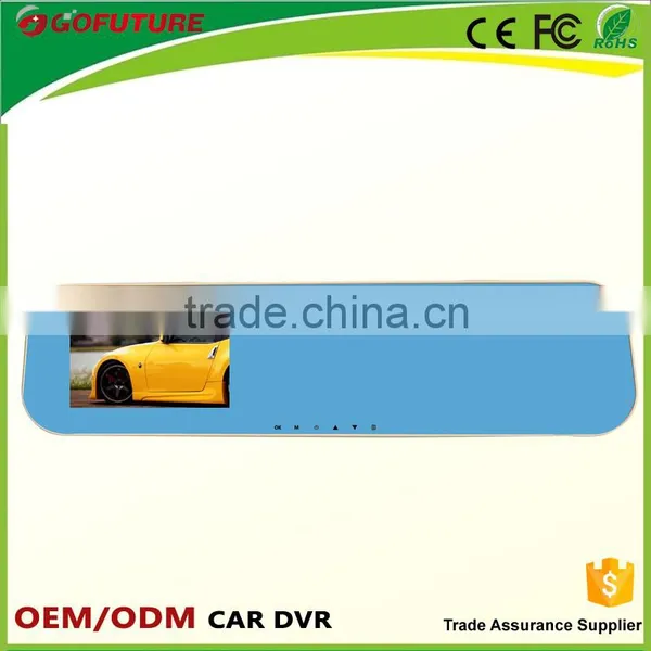 2 Camera Car Dvr Rearview Mirror With 4.3 Inch Screen Dvr Firmware Support Rearview Camera