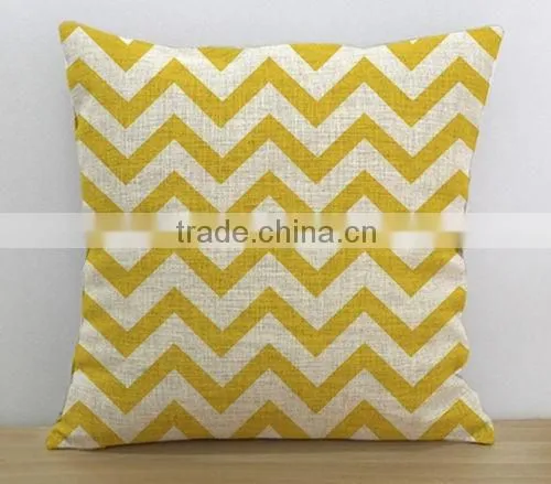 Yellow Chevron Pillow Case Decorative Throw Cushion Cover Linen Sofa Decor