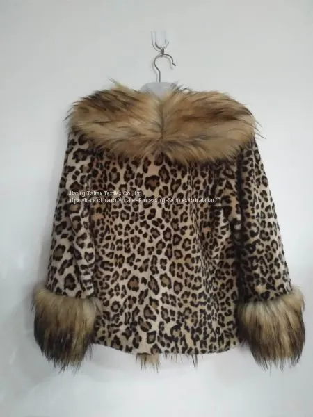 Women's Leopard Fake Fur Jgacket With Big Wool Collar, Clothin photo-4