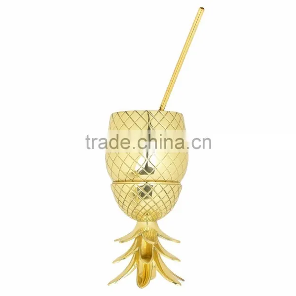 Copper & Brass Pineapple Mug, Cocktail Mug With Straw 20 Ounc photo-4