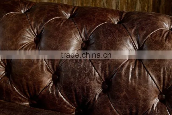 Classical Vintage Leather Chesterfield Sofa With Tufting Armrest photo-5