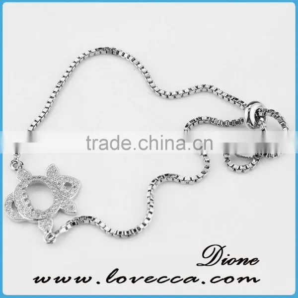Micro Pave Jewelry Bracelet Little Bear Charm Silver Zircon Bracelet photo-4