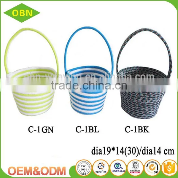 Personalized Cotton Cord Coiled Stylish Empty Easter Egg Storage Basket With Handle photo-4