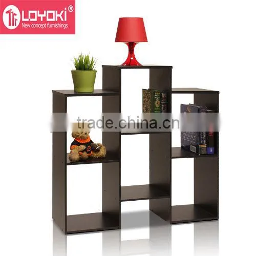 Staggered Cube Bookcase With 6 Shelves Original Design Display Shelf Home Furniture Wood Book Rack photo-2