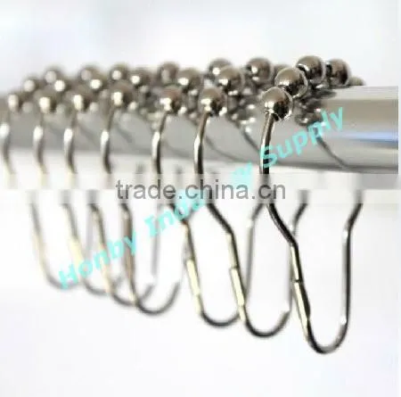 Nickel Steel Pear Shaped Ball Roller Shower Curtain Rings photo-4