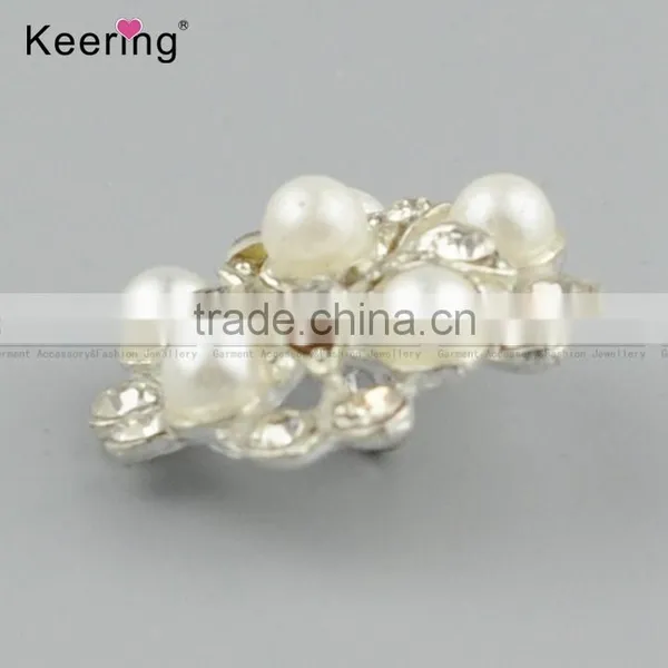 Keering-style Hotsale Pearl Rhinestone Button Pins for Shirt WBK-1471 photo-2