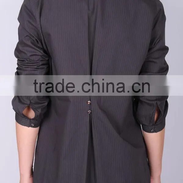 Women Ruffle Placket Blouse , Yarn Dye Long Sleeve Blouse/tops photo-2