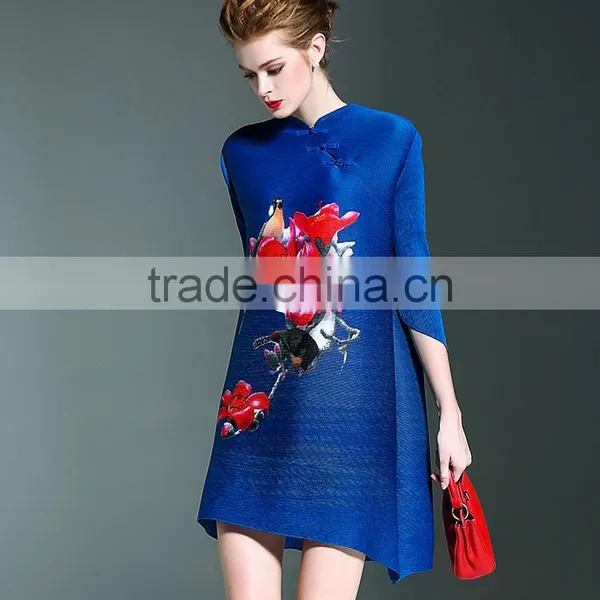 Fashion Woman Pleat Mandarin Collar Chinese Dresses photo-6