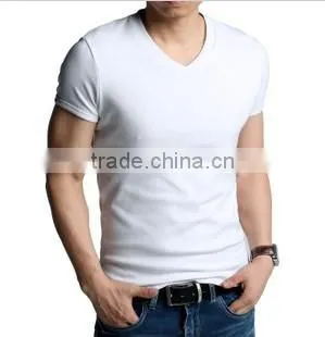 100% Cotton V-neck T-shirt for Man, Custom Soft V-neck T-shirt Wholesale photo-2