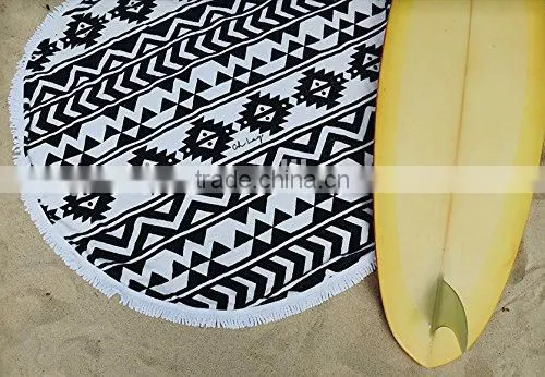 Custom Reactive Print Weighted Micro Fiber Beach Towel With Tassel photo-4