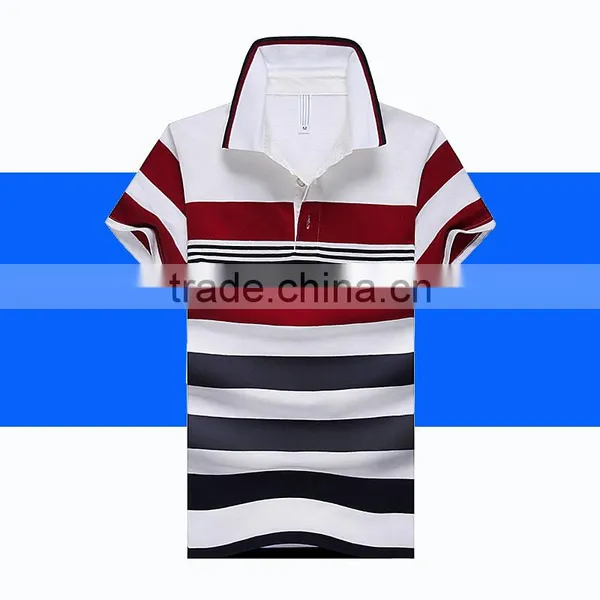 Wholesale Custom Polo T Shirt 2016 New Design Cotton Short Casual Striped Slim Contrast Color Men's Polo Shirt photo-6