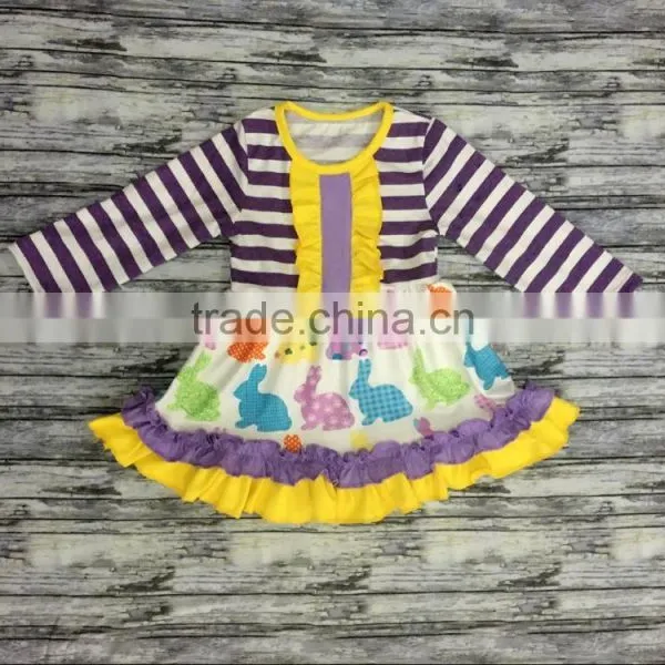 Boya Children's Bunnies Outfit Baby Rabbits Printed Clothes High Low Dress Set With Icing Pants photo-2