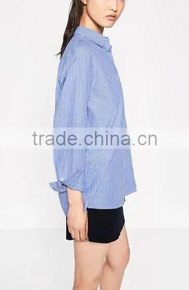 Runwaylover EY2341B New Design 2017 Women Fashion Embroidery Stripe Blouse photo-3