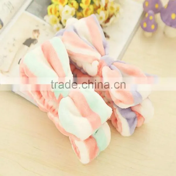 Hot Selling Candy Color Elastic Bow Velvet Elastic Shower Headbands photo-3