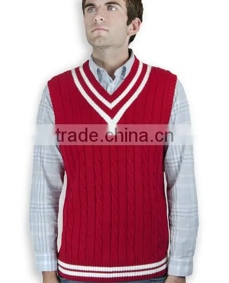 Latest Design V Neck Cable Knitting Sleeveless Man Vest photo-2