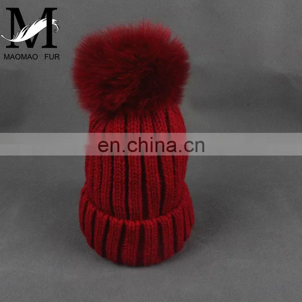 Cute Children Present Fox Fur Pompom Knitted Beanie Earmuff Funny Baby Beanie photo-3