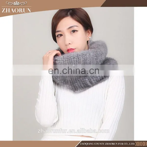 Chinese Fashion Knitted Mink Fur Scarf Real Knitted Mink Fur Snood for Women photo-3