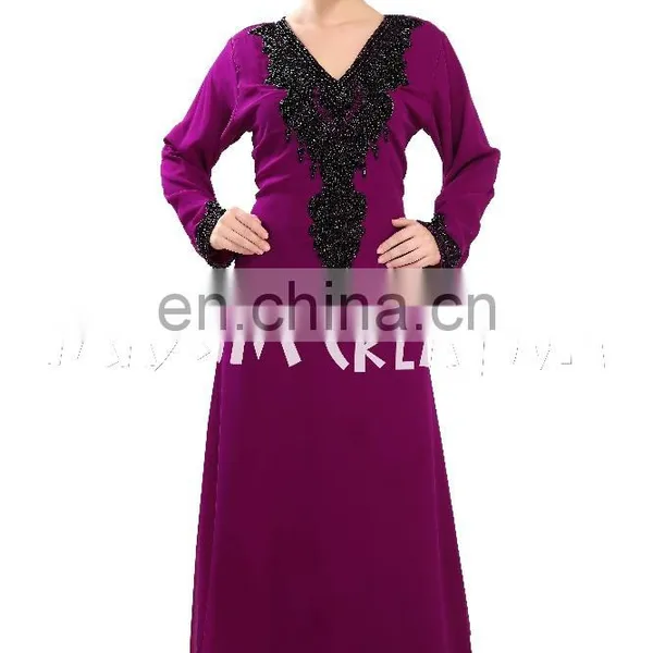 Abaya Dubai Kaftan Long Sleeve Muslim Evening Embroidery Beaded Maxi Dress photo-4