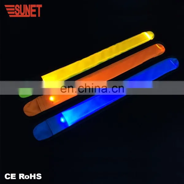 Custom Logo Fabric Band LED Lighting Slap Band Wide Slap Bracelet Party photo-4