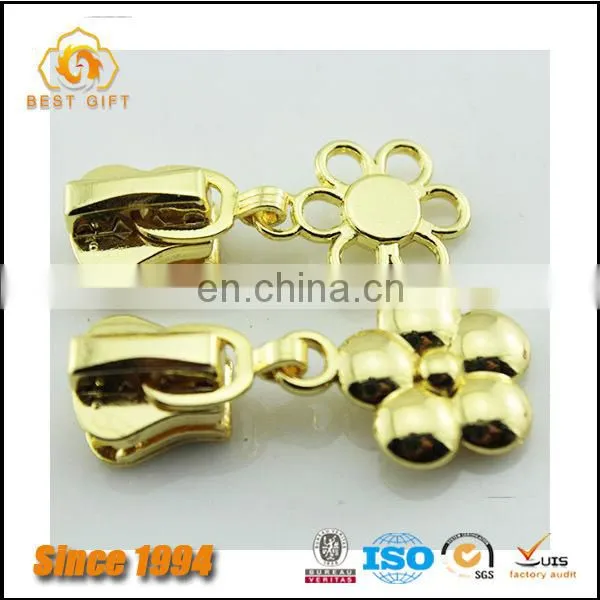 Guangdong Factory Wholesale Custom Garment Accessories Jacket Gold Metal Flower Zippers photo-3